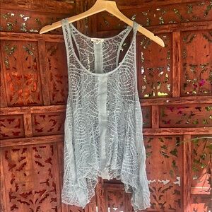 Silence + Noise Delicate Lace Top in Moss Green